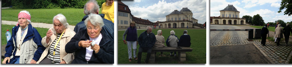Senioren machen einen Ausflug auf das Schloss Solitude